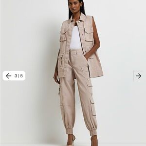 NWT River Island beige cargo pants (matching vest sold separately)